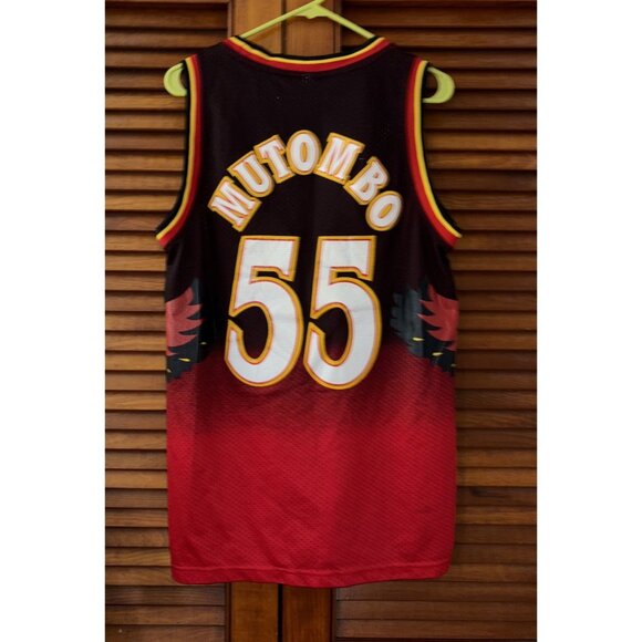 Atlanta Hawks DIKEMBE MUTOMBO #55 Adidas Swingman Jersey Mens Medium M - Picture 5 of 5
